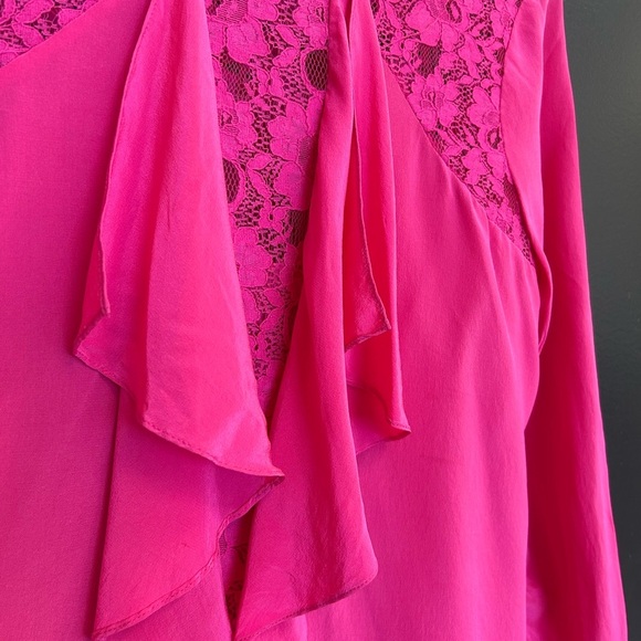 BCBG XS silk blouse Elegant Pink Lace Women's Top GUC - Picture 6 of 16